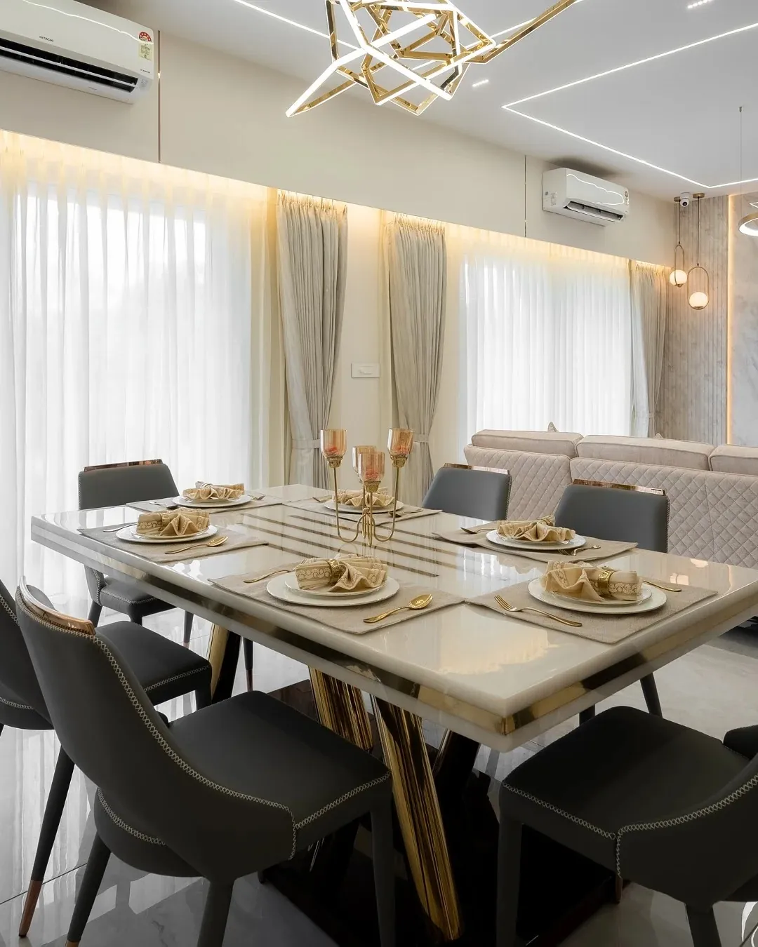 Dining room interior with table setting